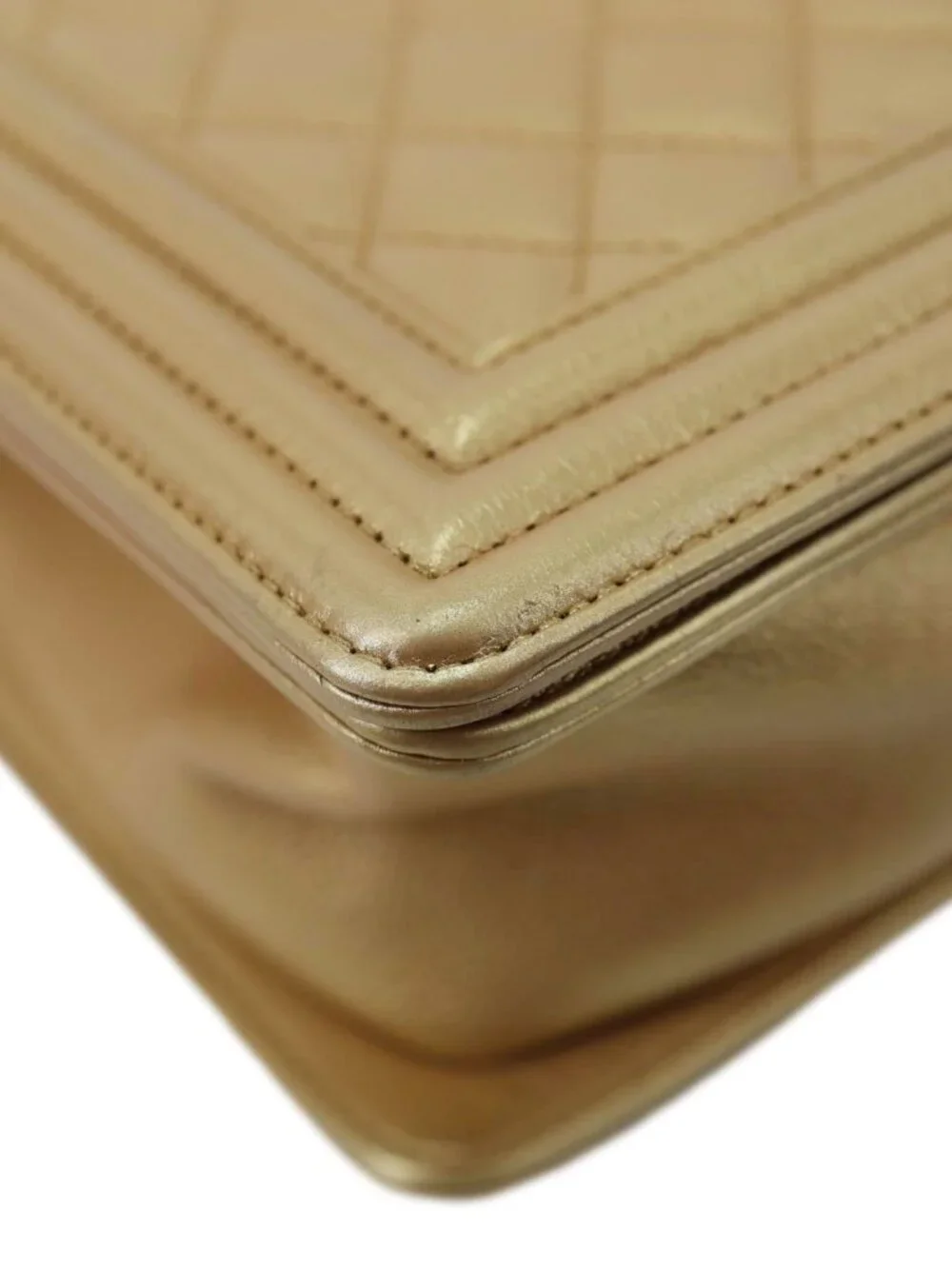 Chanel  Boy Flap Old Medium Quilted Leather Crossbody Bag Gold